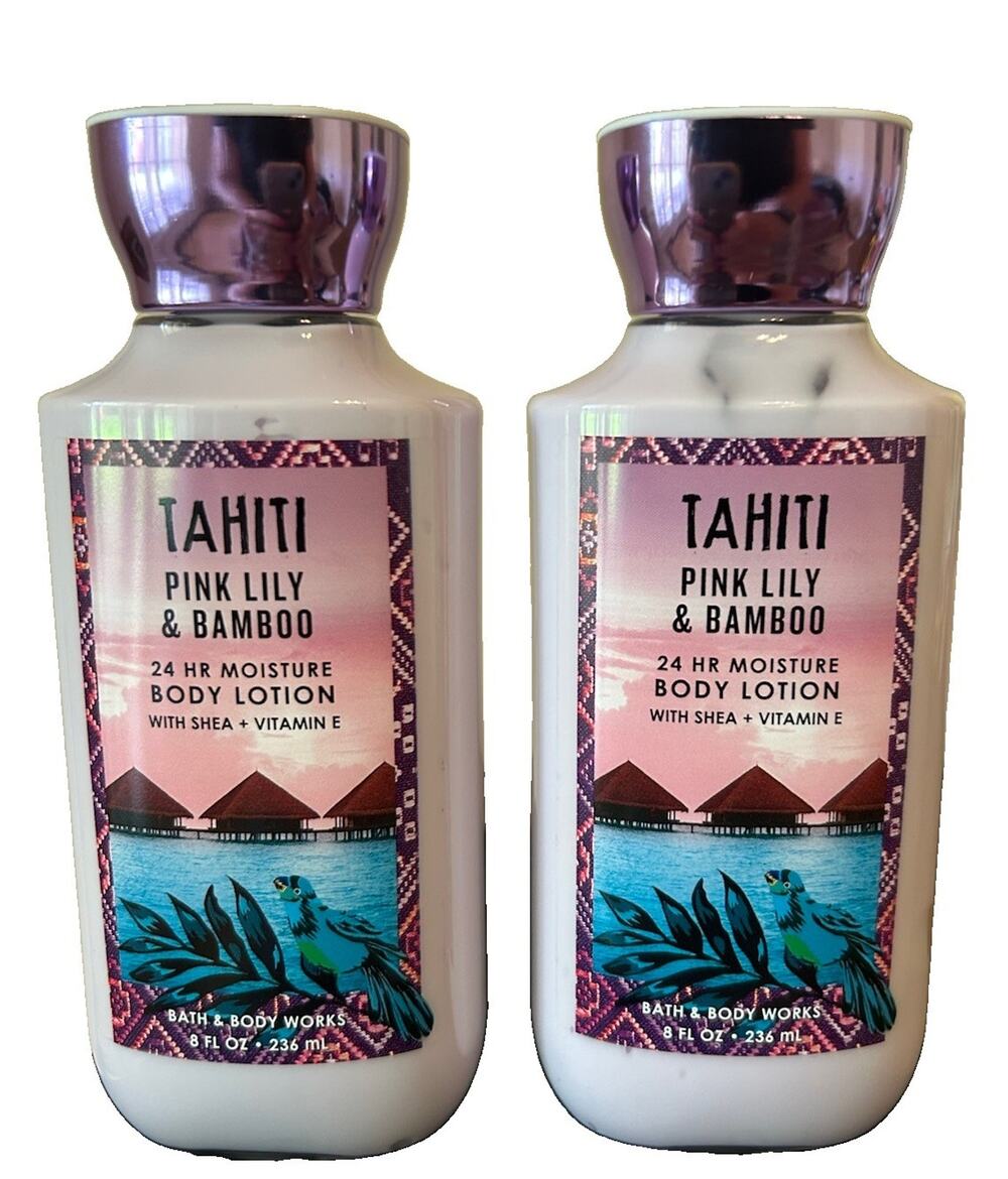 Bath&Body Works Body Lotion TAHITI PINK LILY & BAMBOO Set Of 2 Bottles Lotion